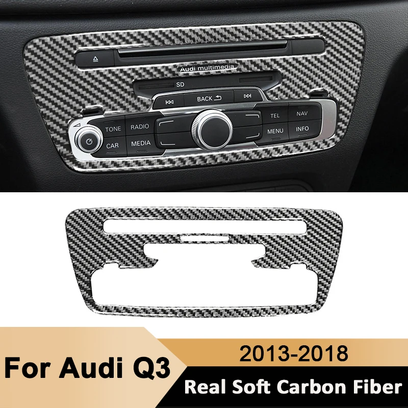 

For Audi Q3 2013-2018 Carbon Fiber Car Center Multimedia CD Panel Trim Frame Decorative Sticker Auto Interior Accessories