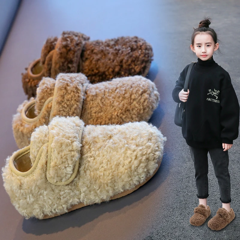 

2025 NEW Simple and High Quality Winter Warm Children Shoes Girls Flats Soft Sole Non-Slip Cotton-padde Shoes Indoor