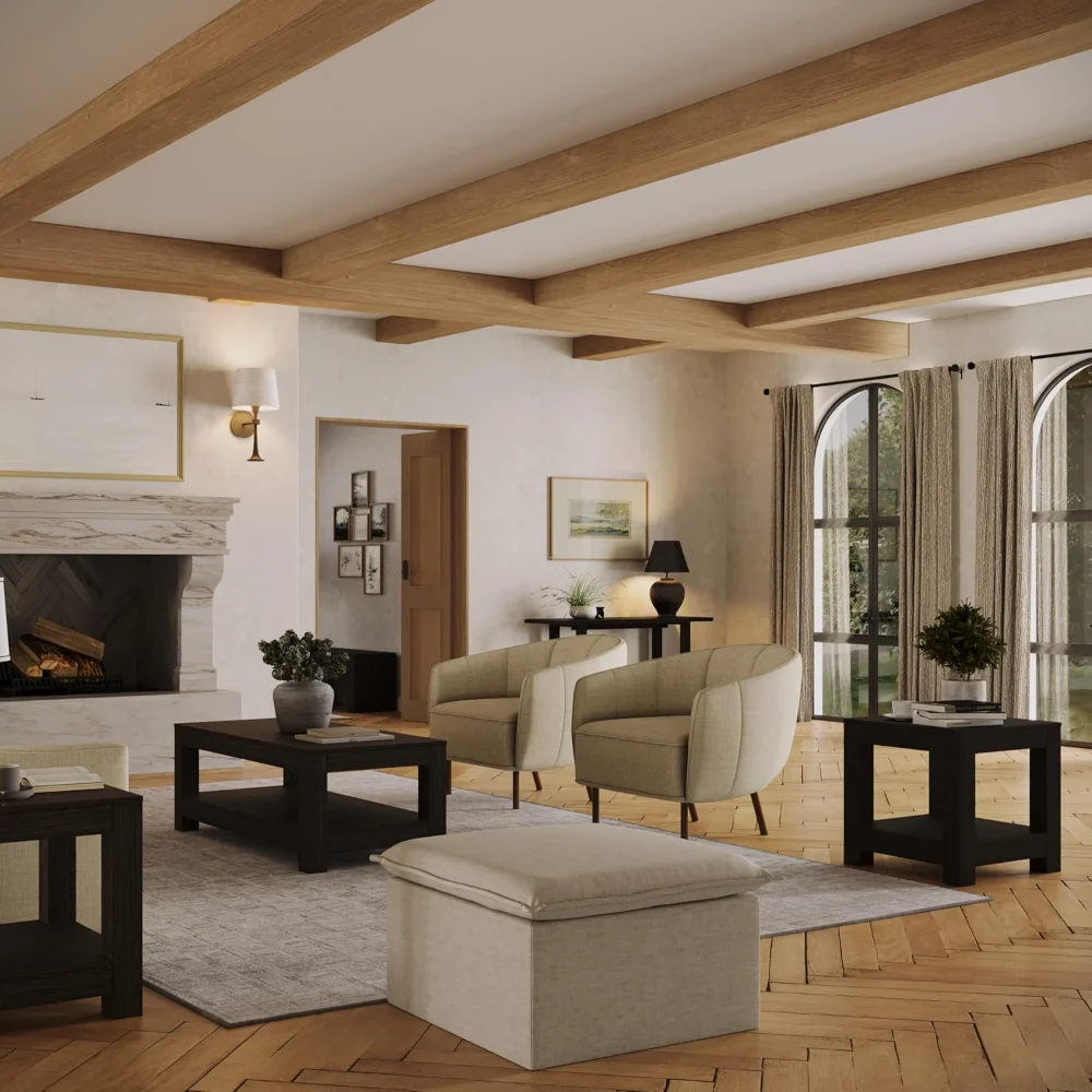 Maven Lane Paulo Coffee Table – 18 Inch Rectange Table with Storage – Brown Solid Wood – Ideal for Living Room and Lounge