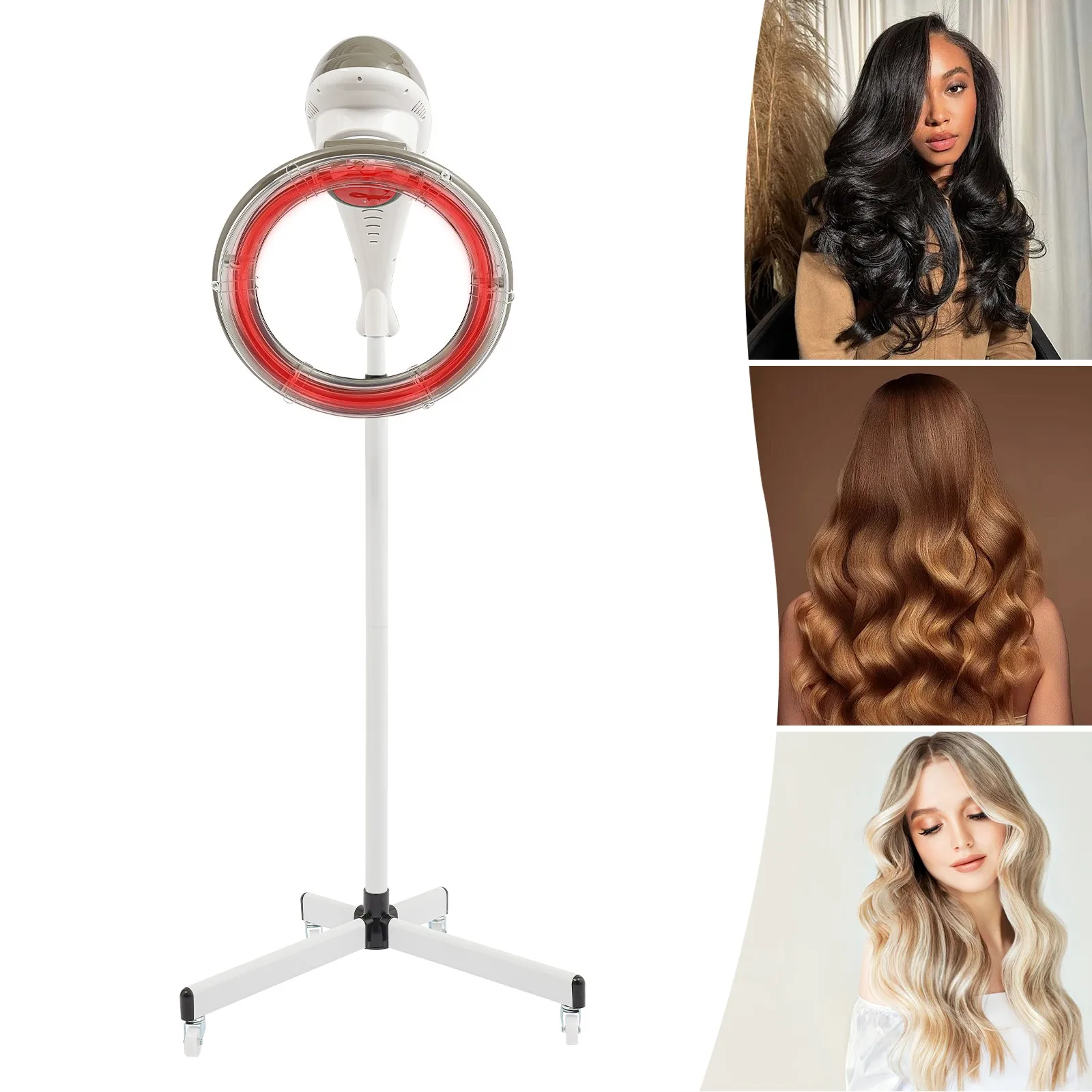 

950W Salon Hair Steamer Dryer with Infrared Technology 360 Degree Adjustable Height & Temperature Control Rolling Caster Wheels