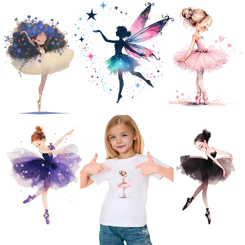 

Cute ballet girl manga transfer sticker DIY girl T-shirt sports shirt sail bag decoration vinyl washable For children
