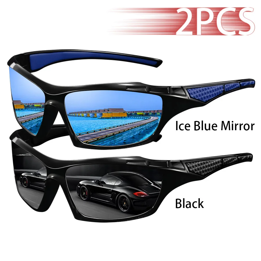 2 Stück Modische Farbblock-Vintage-Sonnenbrille für Autofahren, Angeln, Radfahren, Sport, Herren und Damen, Laufen, Bergsteigen – Detail 3