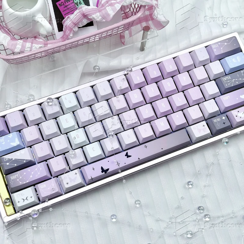 Gray pink pbt five-sided sublimation original factory height mechanical keyboard keycap full key