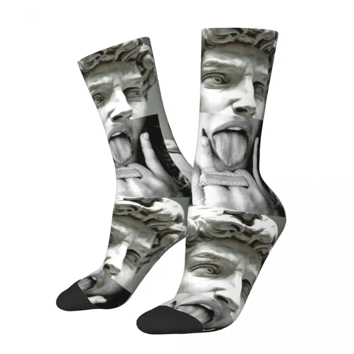 Crazy Design Michelangelo David Basketball Socks Funny Art Polyester Crew Socks for Women Men Sweat Absorbing