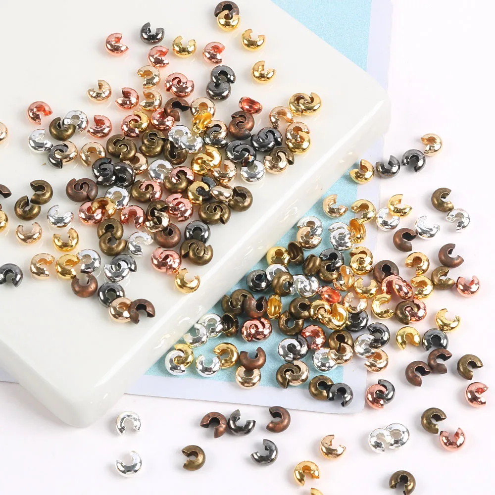 100 قطعة 3/4/5 مللي متر بلون معدني مفتوح حبة مشبك Diy بها بنفسك مواد صنع المجوهرات الاكسسوارات اليدوية مواد صنع المجوهرات