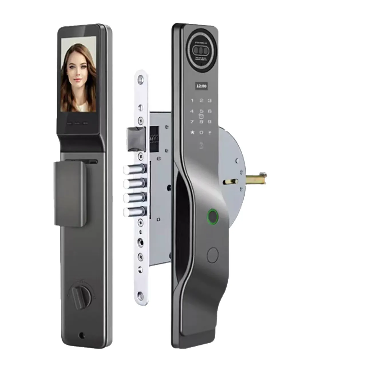 Smart Automatic Israeli 6590 Mortise Lock Body Round Head Square Bolt Replacement for Old Security Door Fingerprint Lock - view 5