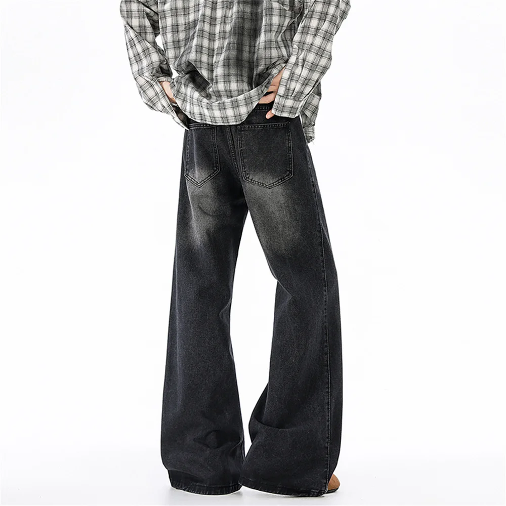 سراويل دينم غير رسمية مغسولة متعددة الجيوب واسعة الساق لخريف 2025 نمط جديد فضفاض غير رسمي ريترو مستقيم الساق سراويل طويلة للرجال #3