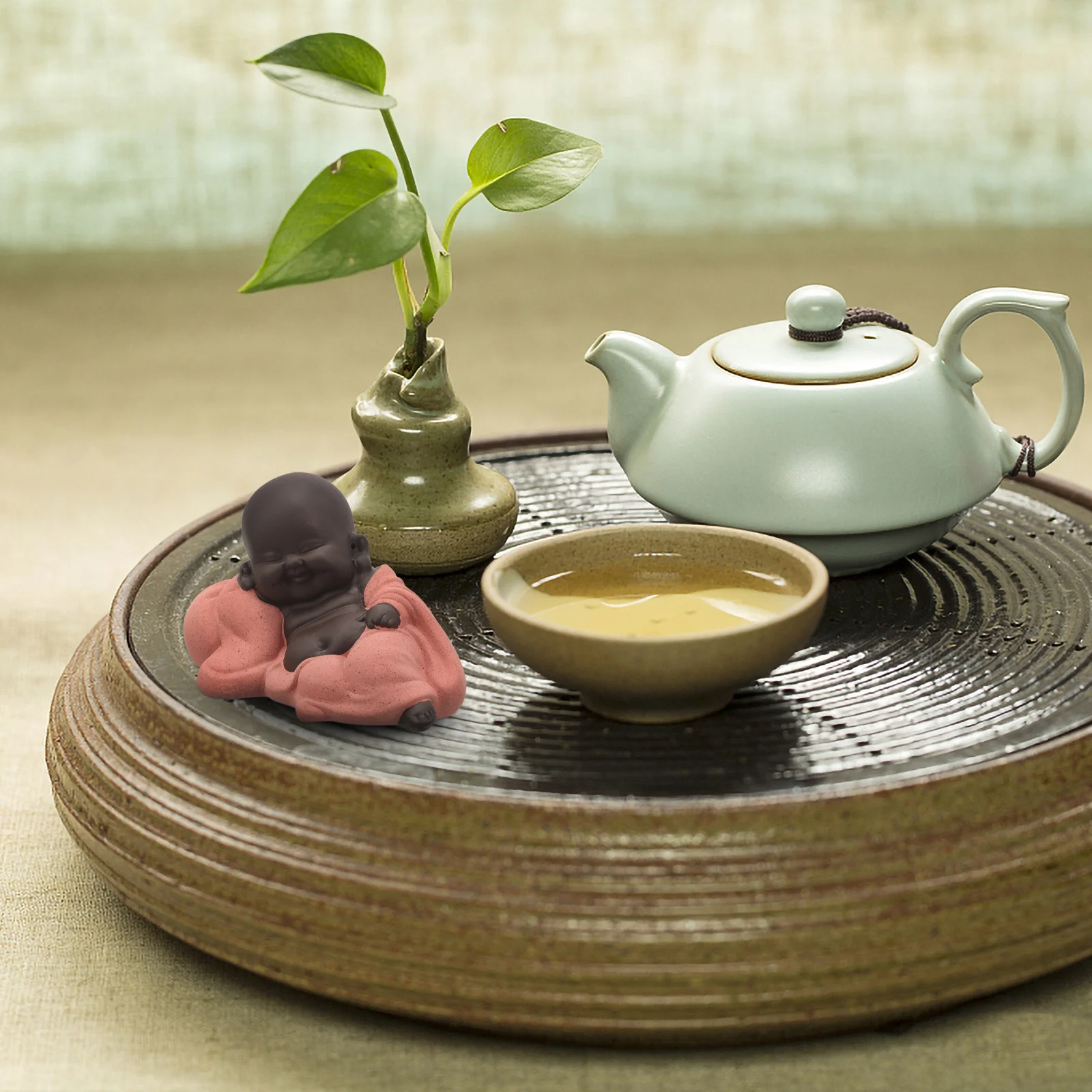 

Purple Sands Buddha Statue Tiny Desktop Tea Pet Decoration Mini Buddha Ornament Creative Purple Sands Figurin for Home Office