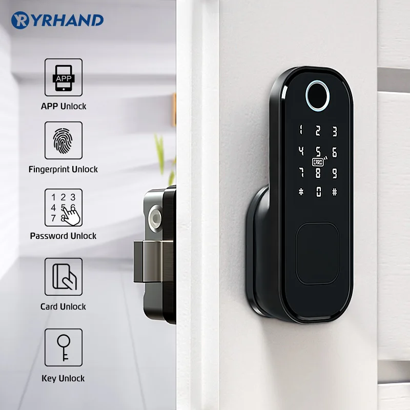 Tuya-Fechadura à prova d'água da porta de impressão digital, portão exterior, Bluetooth TT Lock, WiFi Passcode, IC Card, Keyless Enter, Bloqueio Eletrônico