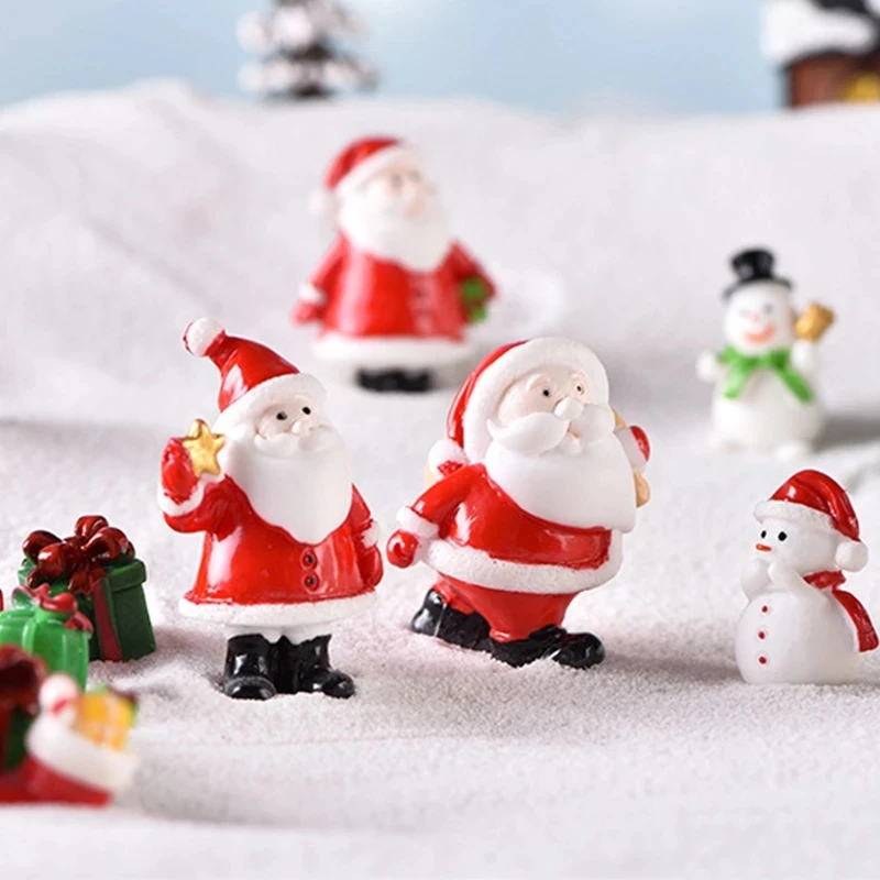 Mini Hars Kerstdecoratie Santa Claus Sneeuwpop Boom Micro Landschap Model Diy Miniatuur Tuin Beeldjes Home Ornament Cadeau