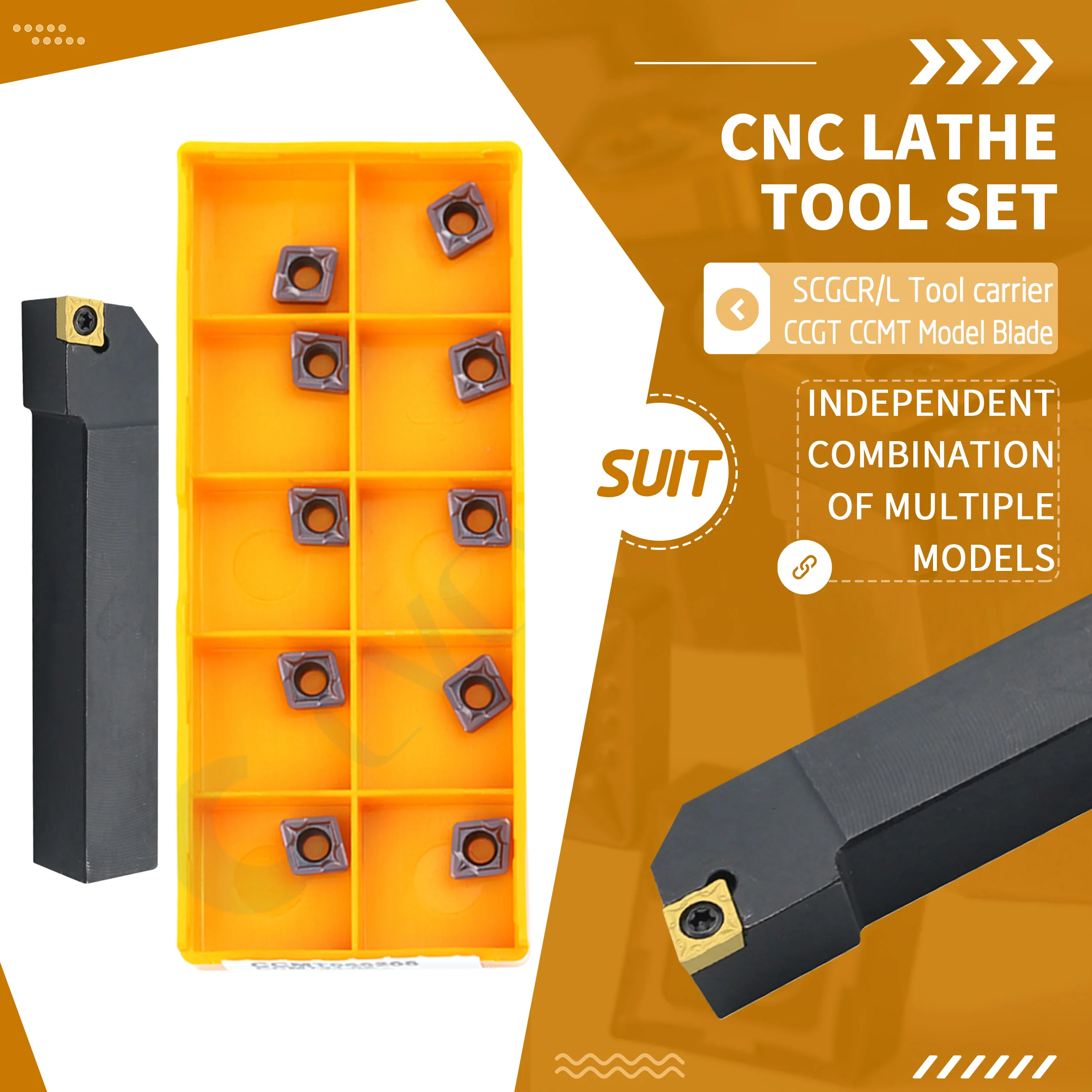 

SCGCR0808F06 SCGCR1010 SCGCR1212 SCFCL Lathe Machine External Turning Tools Holder Angle 91° + 10Pcs CNC Carbide Inserts Durable