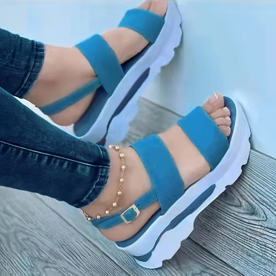 Open Toe Shoes Summer Women Non Slip Durable Women\'s Sandals Wedges Basic Buckle Slippers Women Zapatos De Mujer Footwear