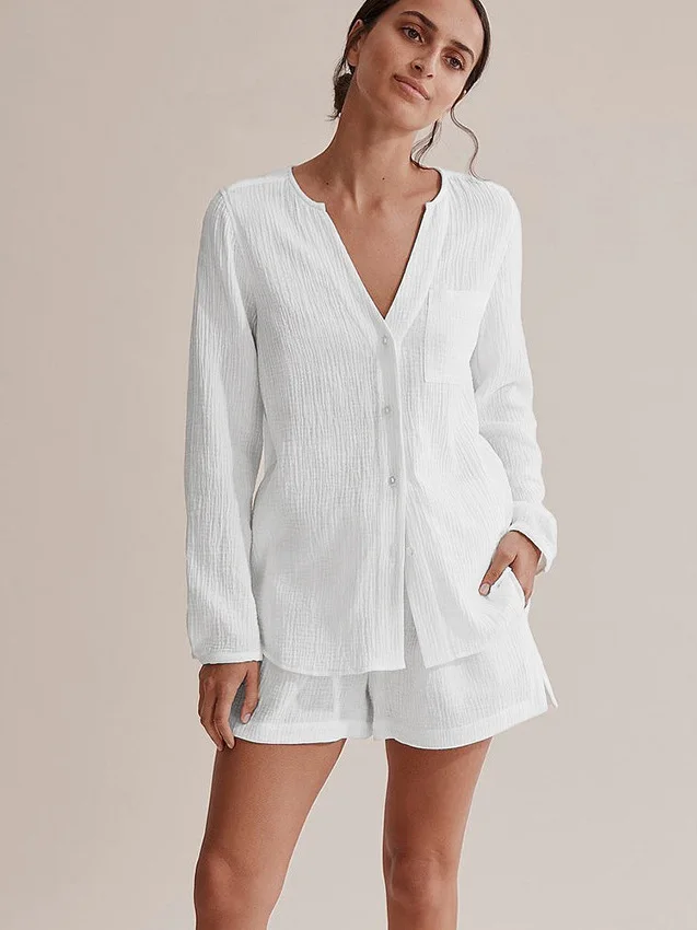 

Women's Loose Fit Casual Home Clothes Summer Polyester Comfortable Breathable Faionable Home Leisure Suit 25-35 Years Old