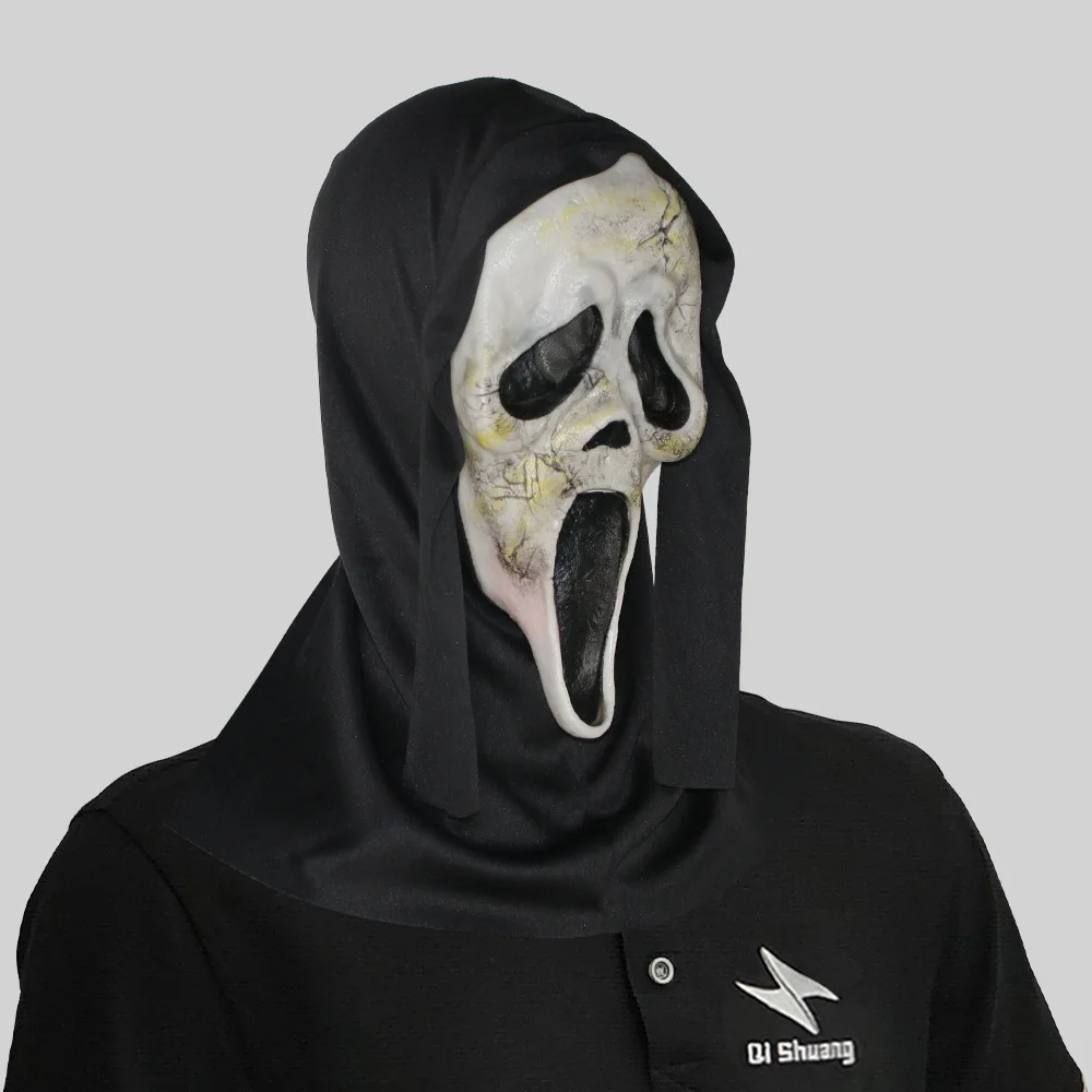 اللاتكس الصراخ Ghostface قناع الرعب كامل قناع الرأس المزحة تأثيري حلي فيلم مخيف Ghostface الدعائم ديكور المنزل لوازم الحفلات