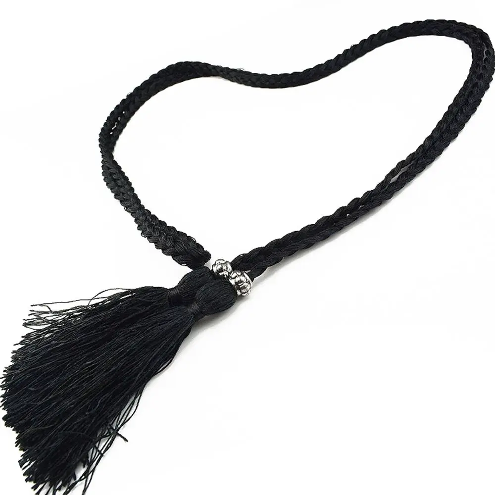 160cm Thin Dress Waistband Woven Rope Bow Tassles Belts Waist Rope Braided Belts Waist Chain