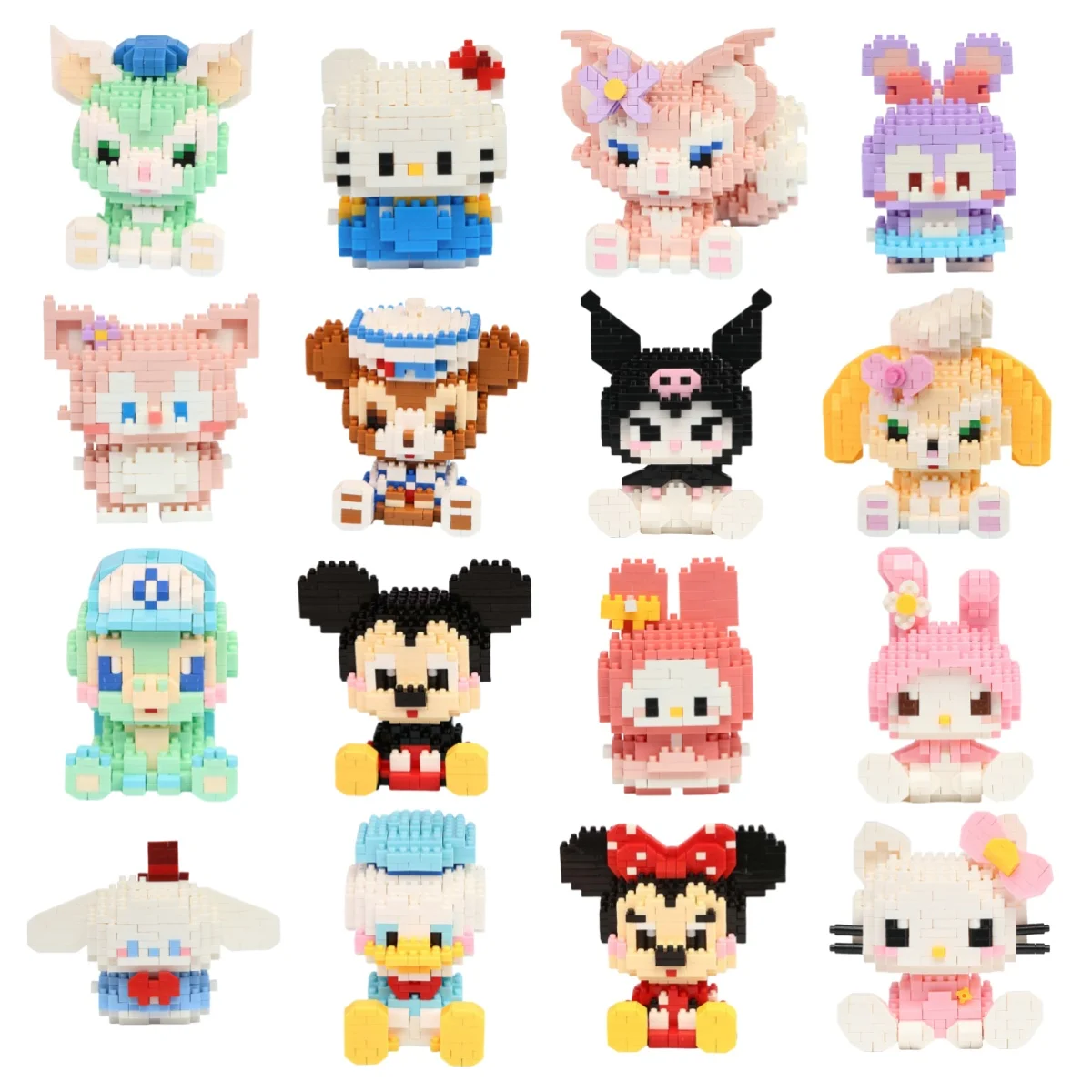 Disney Stitch LinaBell Hello Kitty Building Blocks StellaLou Princess Cartoon Figrues Bricks Children\'s Assembly Toys Model Gift