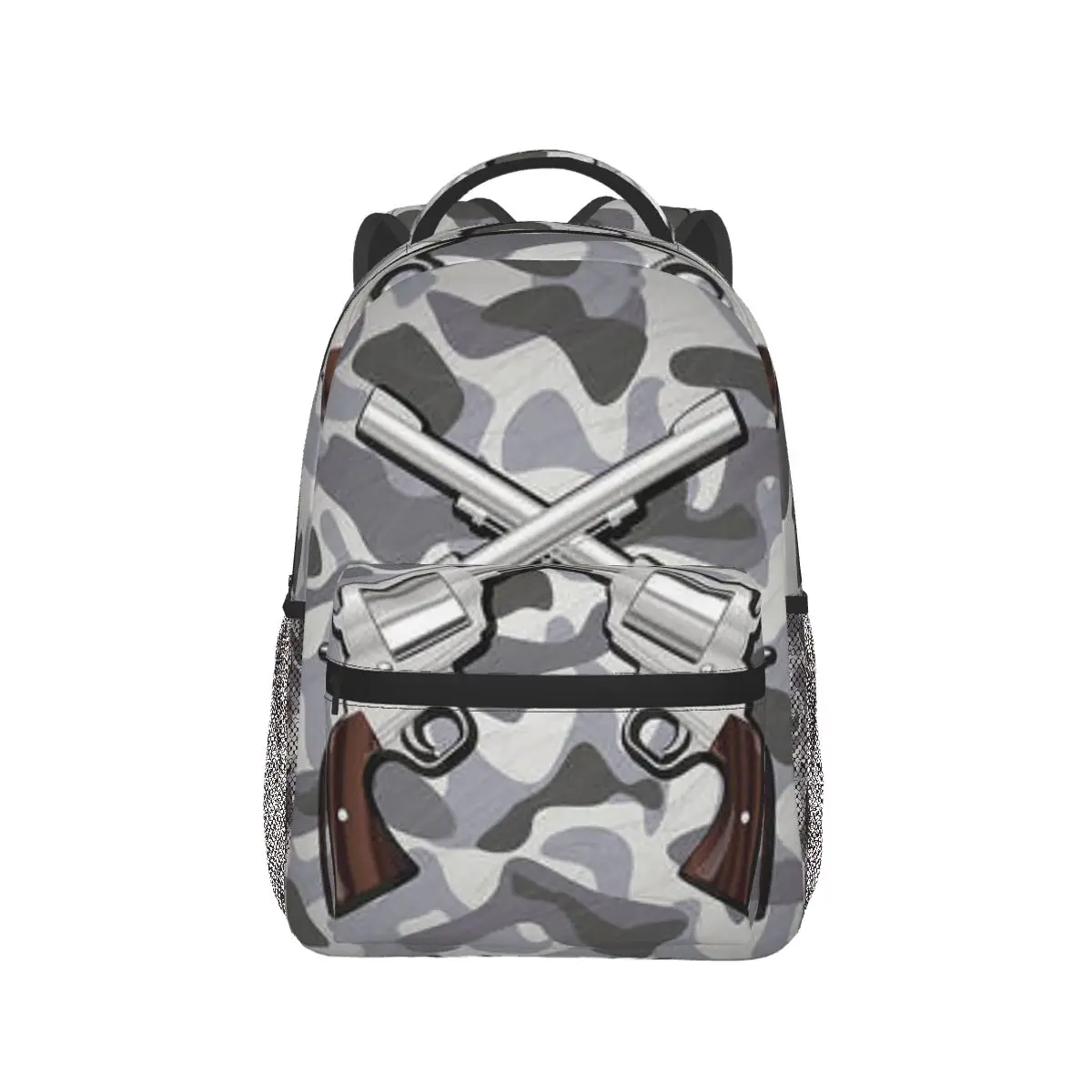 

Crossed Revolvers Gun Backpack Hot Sale Daypack Large Capacity Boys Girls BookBag School Bag Shoulder Bags for Men Women