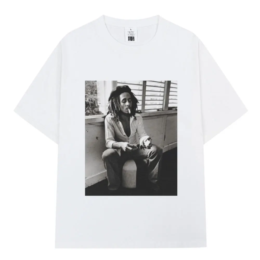 Reggae Music Originator Bob Marley T Shirt Men Vintage Gothic T-shirt Cotton Casual Oversized Short Sleeve T-shirts Streetwear