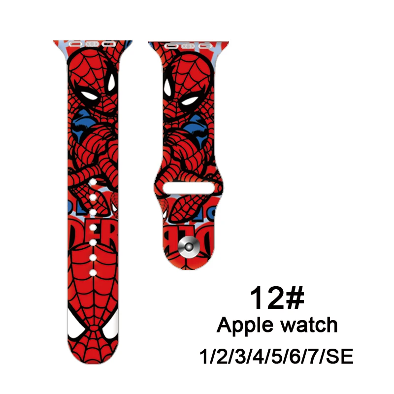 Disney Captain America for Apple watch strap iwatch7/6/5/4/3/2/SE printing spiderman Hulk Replacement watchbands 38mm 45mm gifts