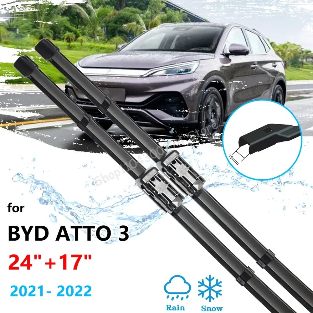 

2x For BYD Atto 3 Yuan Plus 2021 2022 Car Boneless Frameless Wiper Blades Rubber Cutter Windshield Windows Replacement Cleaning