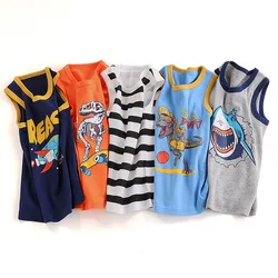 Girls Boys Cotton  Kids Toddler Baby Sleeveless Tank Top Cartoon Dinosau Undershirts Kids 18 Months- 8Years 3-Pack