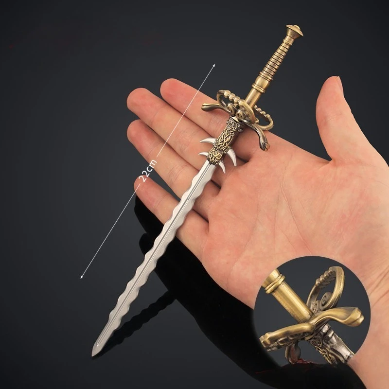 22cm/8.66in diablo 2 espada de mão dupla dentes grossos serra grande jogo armas modelo liga brinquedo colecionável ornamentos decorativos meninos