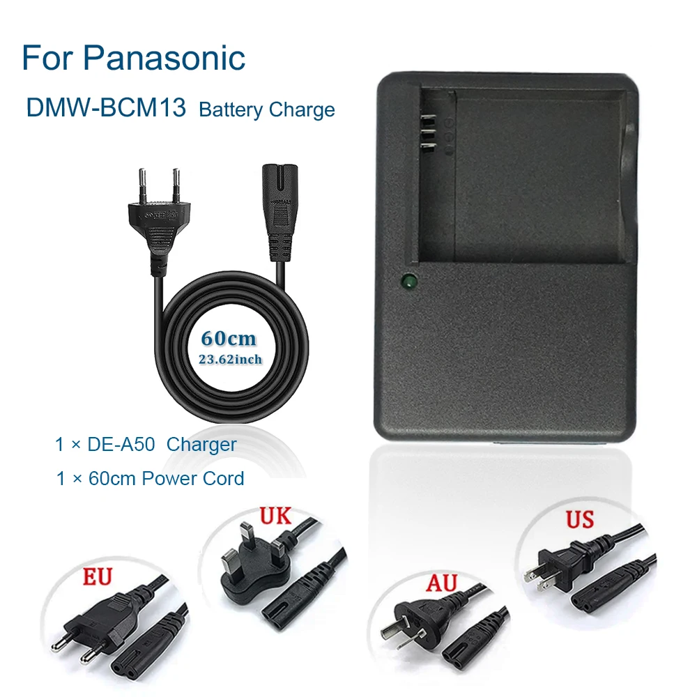 Cargador de DE-A50 para cámara Panasonic, DE-A50B de batería, para modelos BCM13E, BCM13PP, TZ60,ZS45,TZ57,ZS50,TZ70,ZS27,ZS30,TZ40, DMW-BCM13