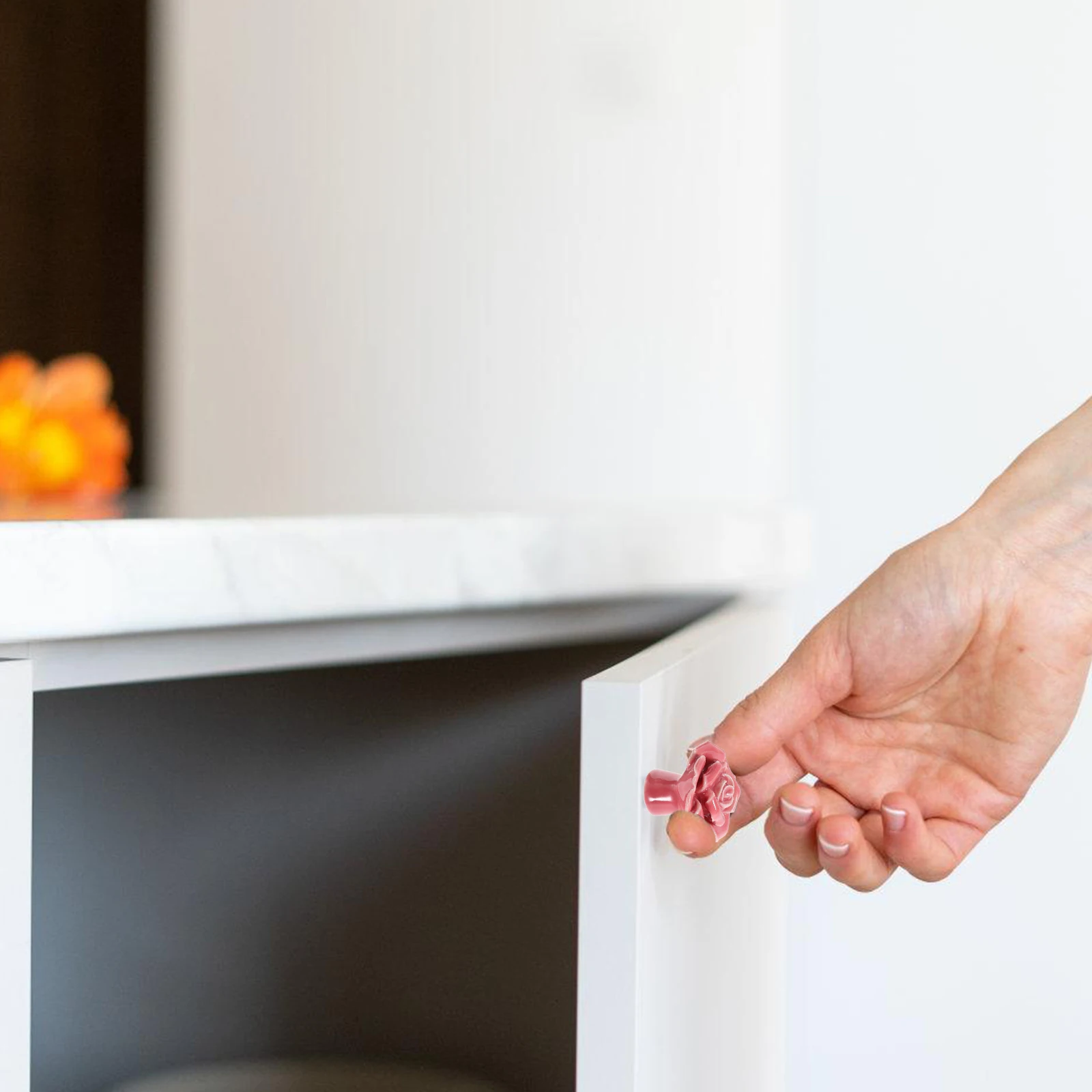 

2 Pcs Drawer Rose Ceramic Handle Flower Cabinet Knobs Porcelain Floral Cupboard Handles Pink Door for Cupboards