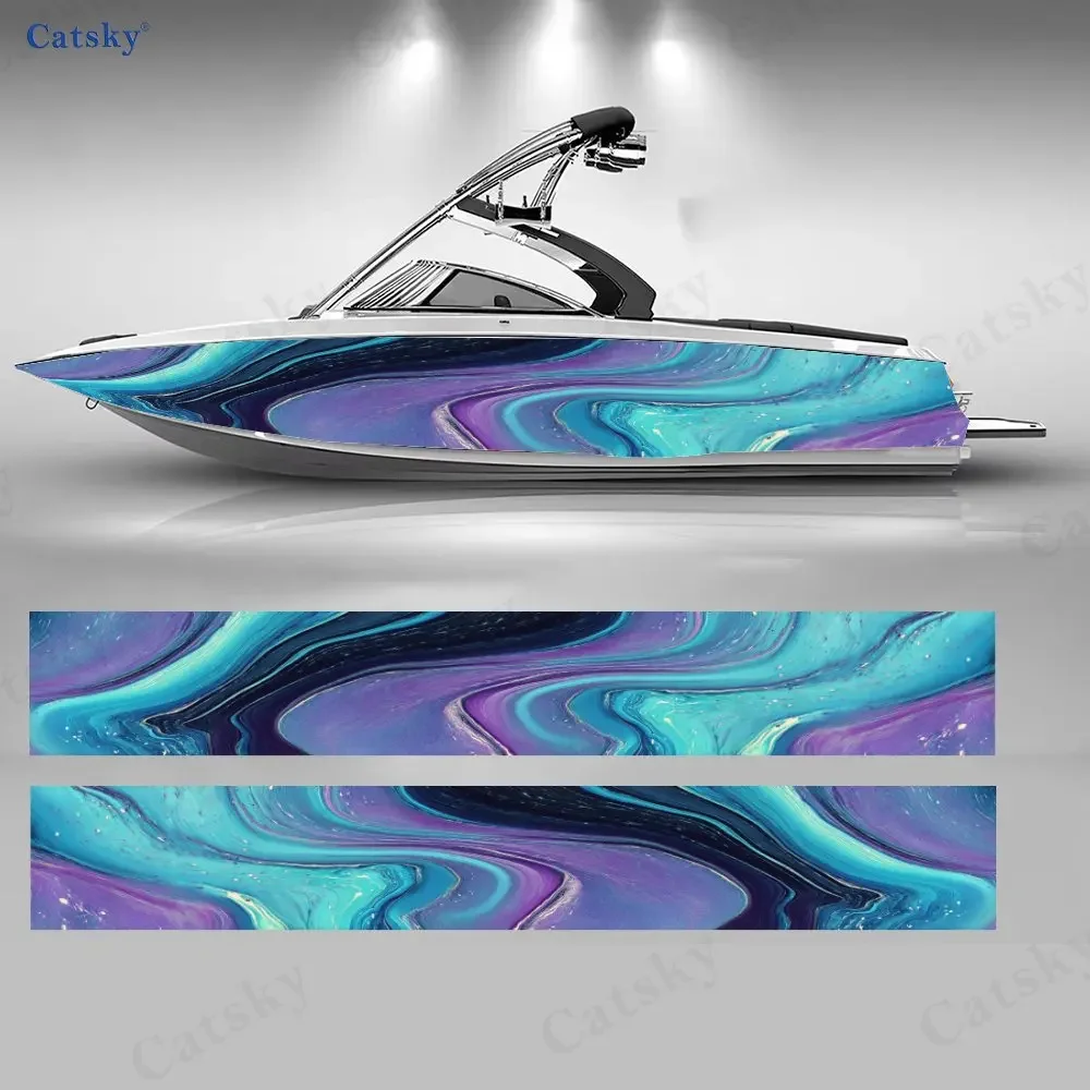 Colorful Wave Trend Dreamy Eye Catching Special Boat Sticker Vinyl Ship Pontoon Deck Boat Fishing Decorative Pontoon Boats Decal