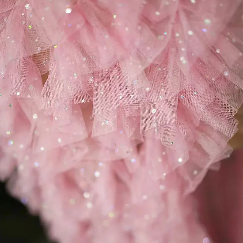 مثير الوردي شبكة 2 قطعة مجموعة أنيقة الدانتيل الترتر تنورة حفلة موسيقية بلا أكمام فستان الملكة المغني الرقص مرحلة العرض ازياء ملهى ليلي