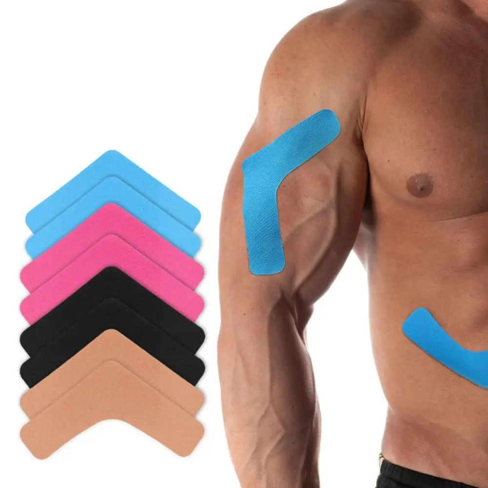 10pcs V-Shaped Kinesiology Tape Elastic Fabric Multiple uses V-Shaped Muscle Patch Self-adhesive Multiple colors