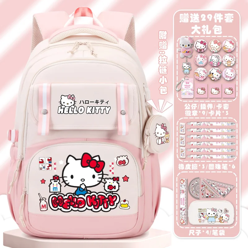 Sanrio Nieuwe Hello Kitty Student Schooltas Hellokitty Schattige Kindercartoon Lichtgewicht En Grote Capaciteit Rugzak