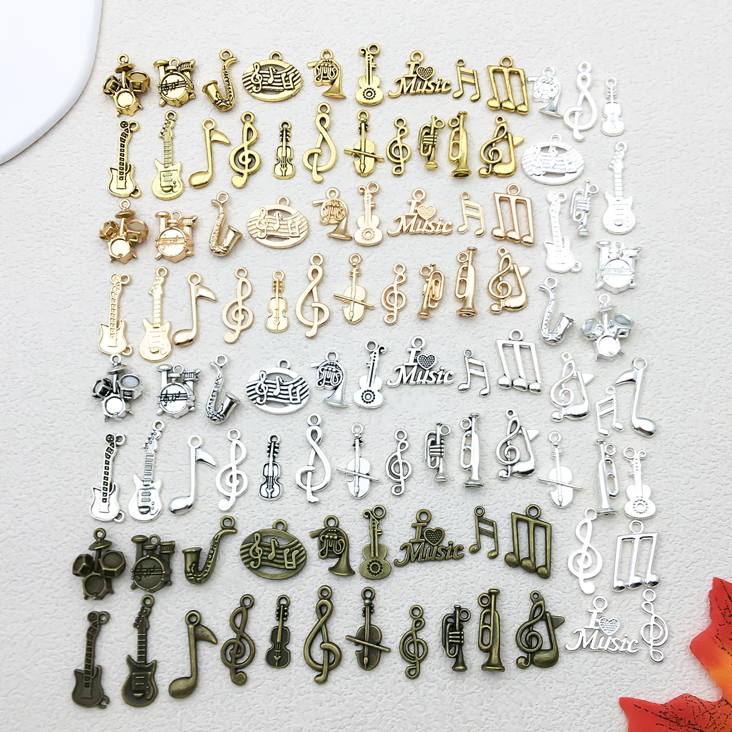 Mixed 20/100 piece zinc alloy music set series, fashionable jewelry necklace making DIY craft Halloween Christmas accessories