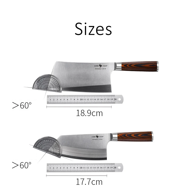 LFGB Certificate Germany 1.4116 Steel Solid Wood Handle Ultra Sharp Kitchen Knife Meat Fruit Vegetable Cutting Tool for Chef