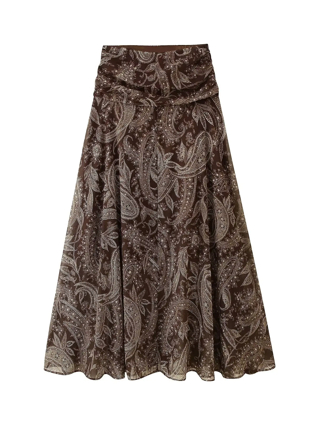 

Женская облегающая юбка-миди в уличном стиле 2025 года, элегантная плиссированная винтажная юбка с высокой талией и боковой молнией с принтом, полная юбка