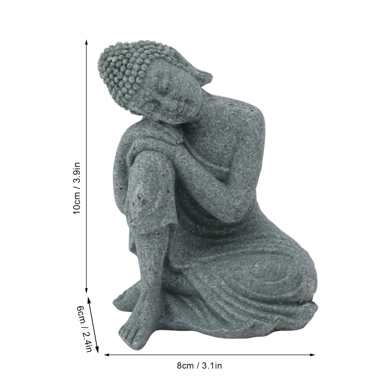 Boeddhabeeldje van groen zandsteen, zittende Boeddhistische figuur, ornament voor woonkamer, slaapkamer, meditatieruimte, decoratie.