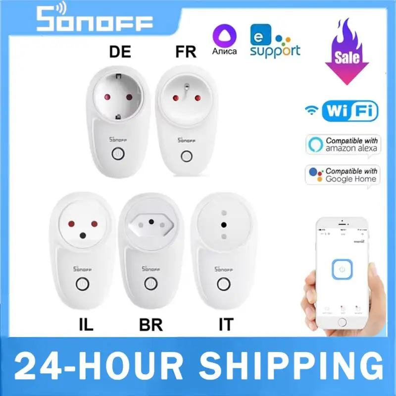 Sonoff S26R2 WiFi Smart Plug Wireless Smart Socket Switch Timing Smart Voice Remote Control via eWeLink Google Alexa