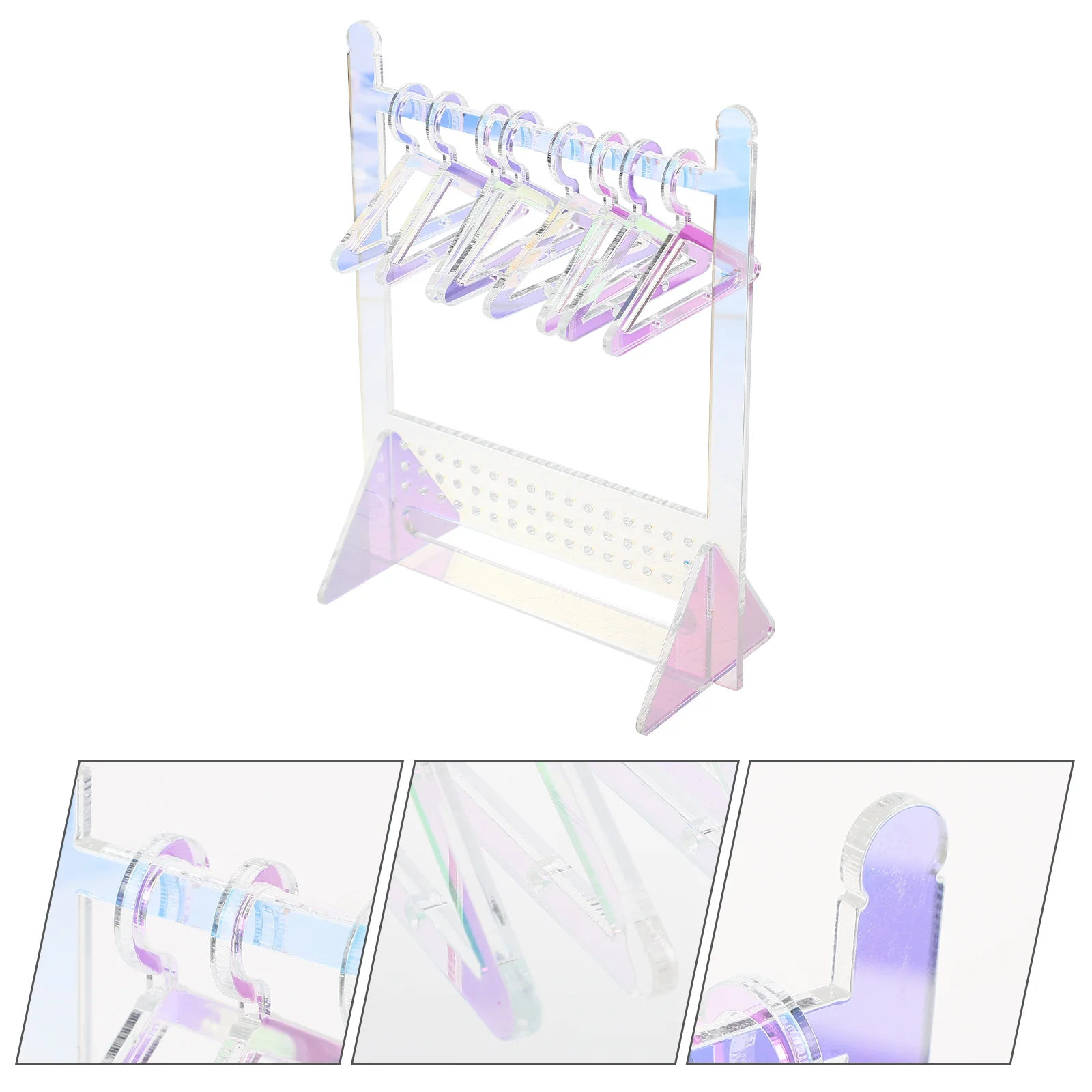 

Earring Display Shelf Stand with Mini Hangers Coat Organizer Earrings Rack Acrylic Clear Small Unique Stud