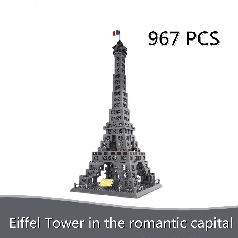 

967PCS French Eiffel Tower Paris Architectural Model Building Block Brick Set Adult Children's Toy Gift Set