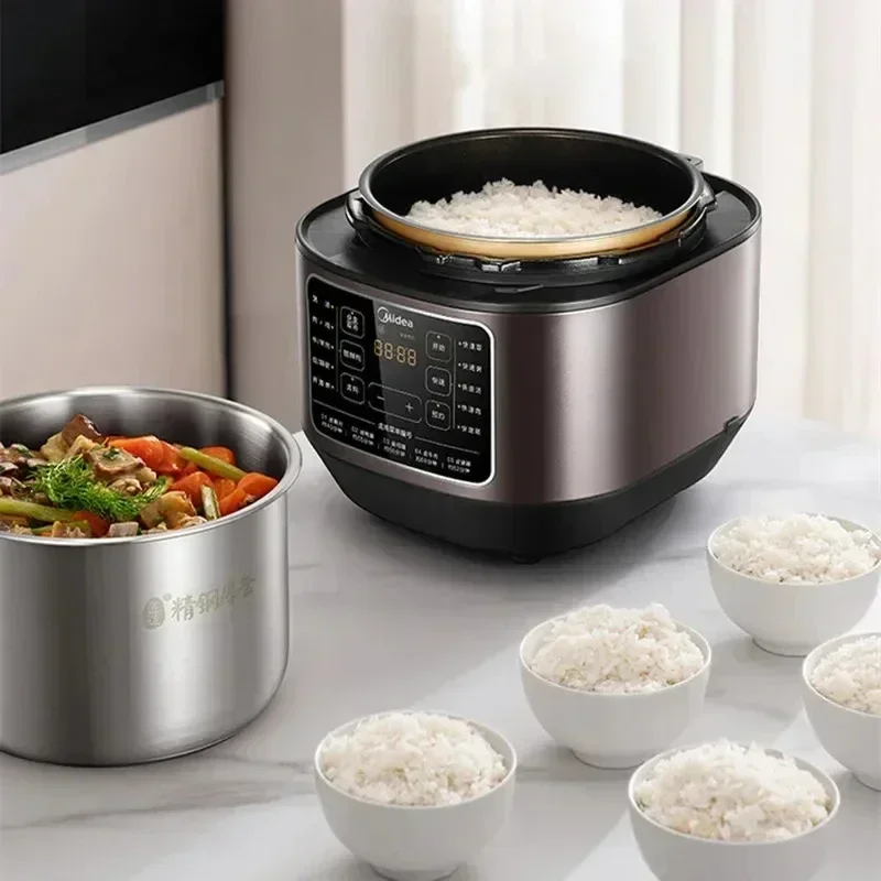 ميديا 6L قدر الضغط سلسلة منخفضة الملح وعاء طبخ الأرز الذكي 2 الأواني الداخلية قدر الضغط الكهربائي المطبخ متعدد الطباخ 220 فولت