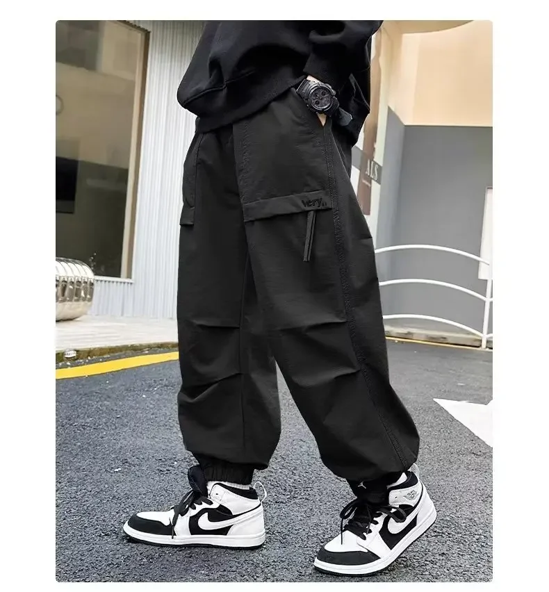 ZOETOPKID Herbst Jungen Baumwoll-Cargohosen Kinder Casual Jogginghosen Einfarbige Sporthosen Modische Kinderbekleidung – Detail 7