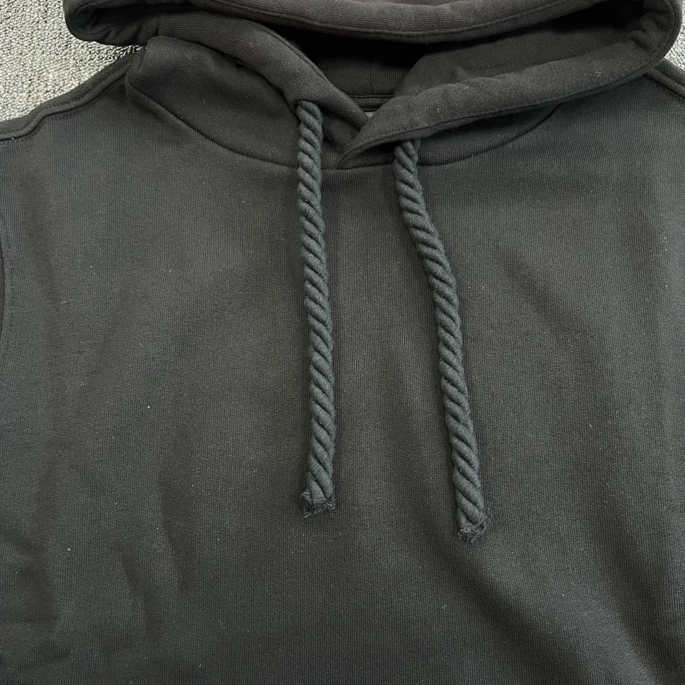 طقم بدلة رياضية قطنية SY-15 للرجال ملابس خروج مريحة للركض مع قلنسوة وبنطلون للربيع والخريف طقم أسود مطبوع باللون الأحمر #2