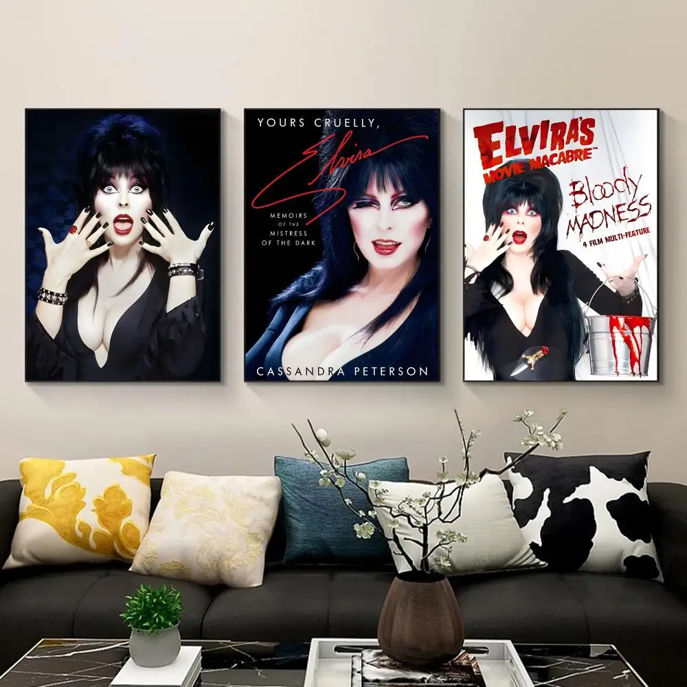 Elvira Mistress Of The Dark Poster Waterproof PP Self-Adhesive,Removable Wall Decor For Bedroom Entrance Bar Cafe Ideal Gift