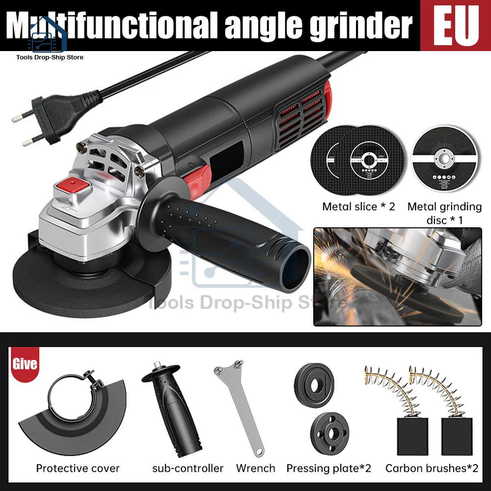 

Electric Angle Grinder 220V/110V Corded Grinding Machine 100mm Electric Grinding Cutting Polishing Power Tool Hand Grinding Whee