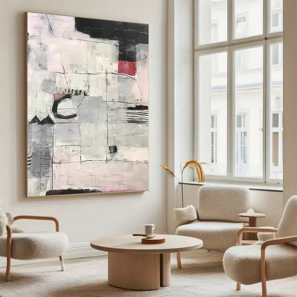 

Abstract Streamlined Creative Canvas Poster Handmade Oil Painting Modern Nordic Wall Art Retro Suspension Picture For Room Decor