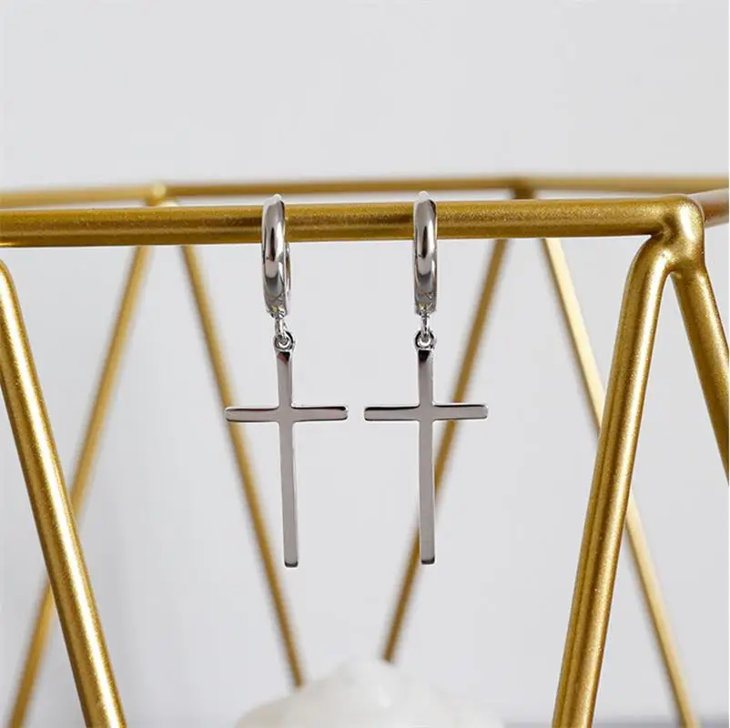 XIYANIKE Simple Cross Drop Dangle Hoop Earrings For Men Women New Fashion Trendy Unisex Jewelry Gift Party серьги 2022