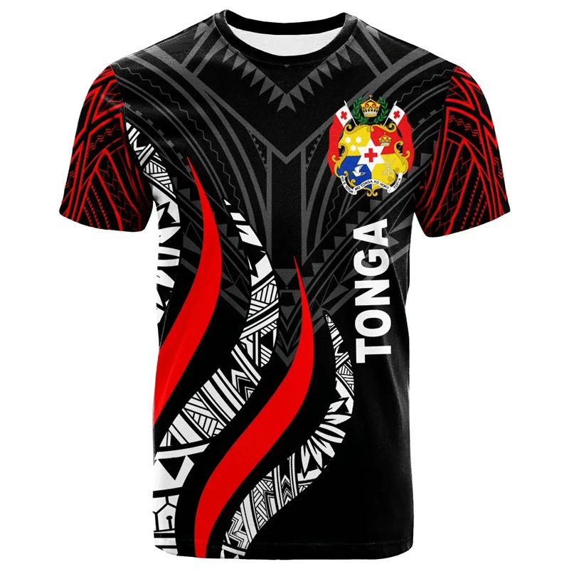 Tonga Flag Graphic 3D Printed T Shirt For Men Women Polynesia Style Tonga Emblem Unisex Clothes Fashion Short Sleeve Y2K T-Shirt
