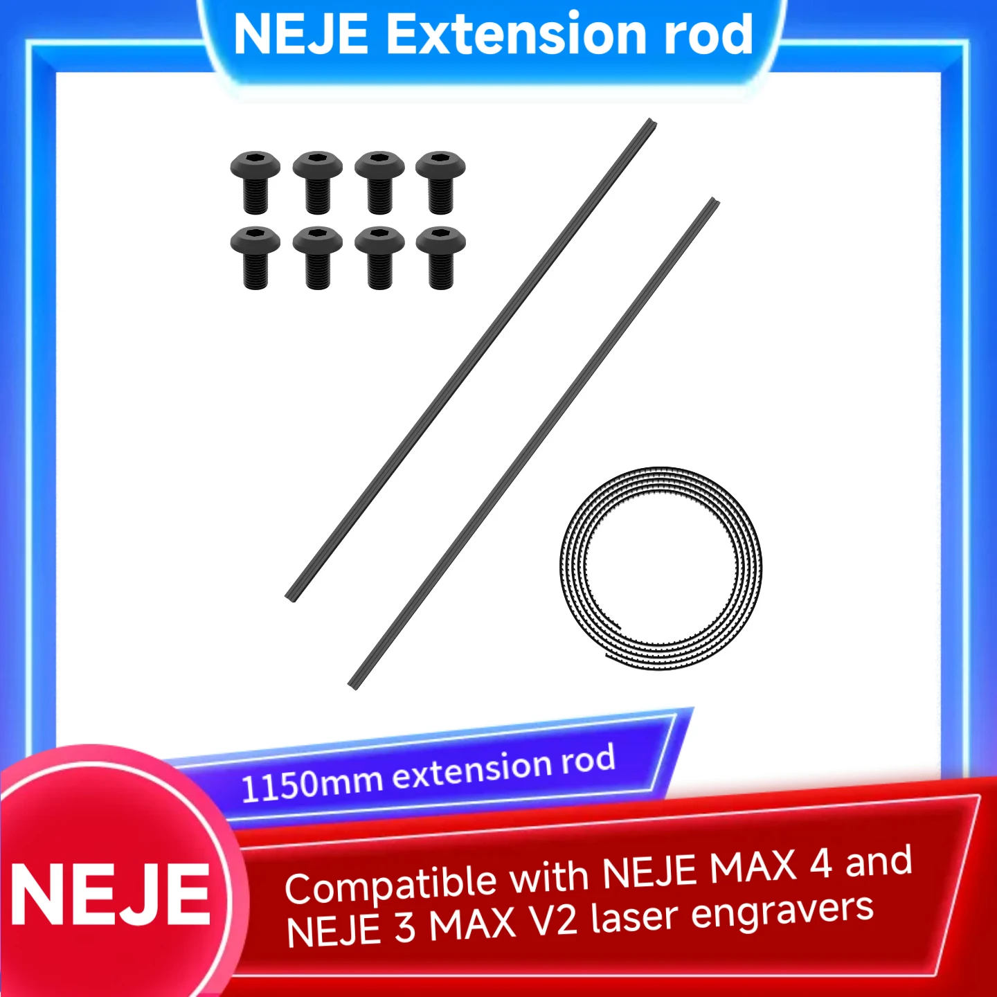 1150mm black aluminum profile guide rail Y-axis extension kit for NEJE Max 4, MAX4V2 and NEJE 3 Max V2 laser engraving