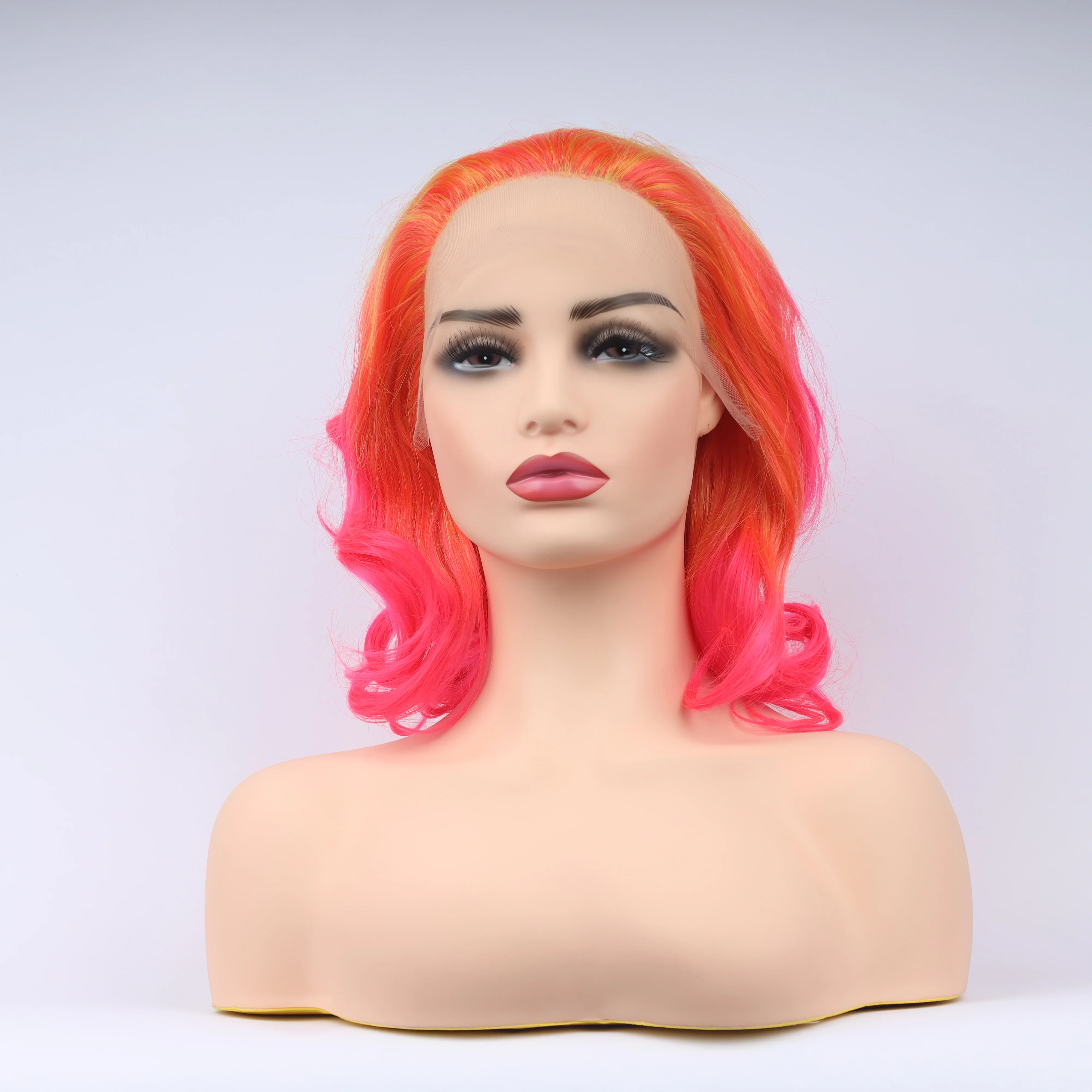 

Fashion Curly Wig Synthetic Lace Front Wigs Orange Pink Colorful Female Lace Wig 13X3 For Women Cosplay Hair Daily Use