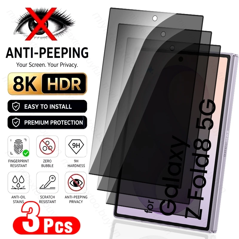3Pcs Anti-Spy Outer Screen Protector for Samsung Galaxy Z Fold8 5G Sumsung ZFold8 Fold 8 ZFold8 2026 Privacy Tempered Glass Film